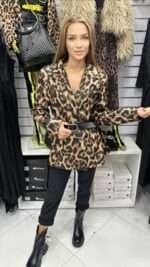 Marynarka ocieplana panterka camel - obrazek 4