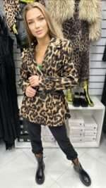 Marynarka ocieplana panterka camel