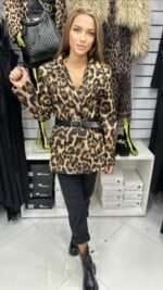 Marynarka ocieplana panterka camel - obrazek 2