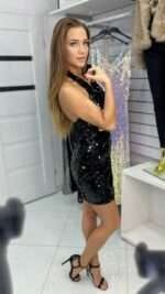 Sukienka cekiny czarna - obrazek 3