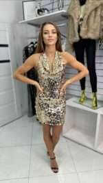 Sukienka cekiny złota