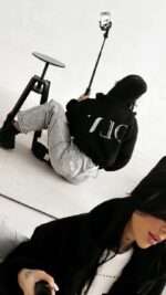 Kurtka damska sherpa OLAVOGA LORIA - Czarny - obrazek 3